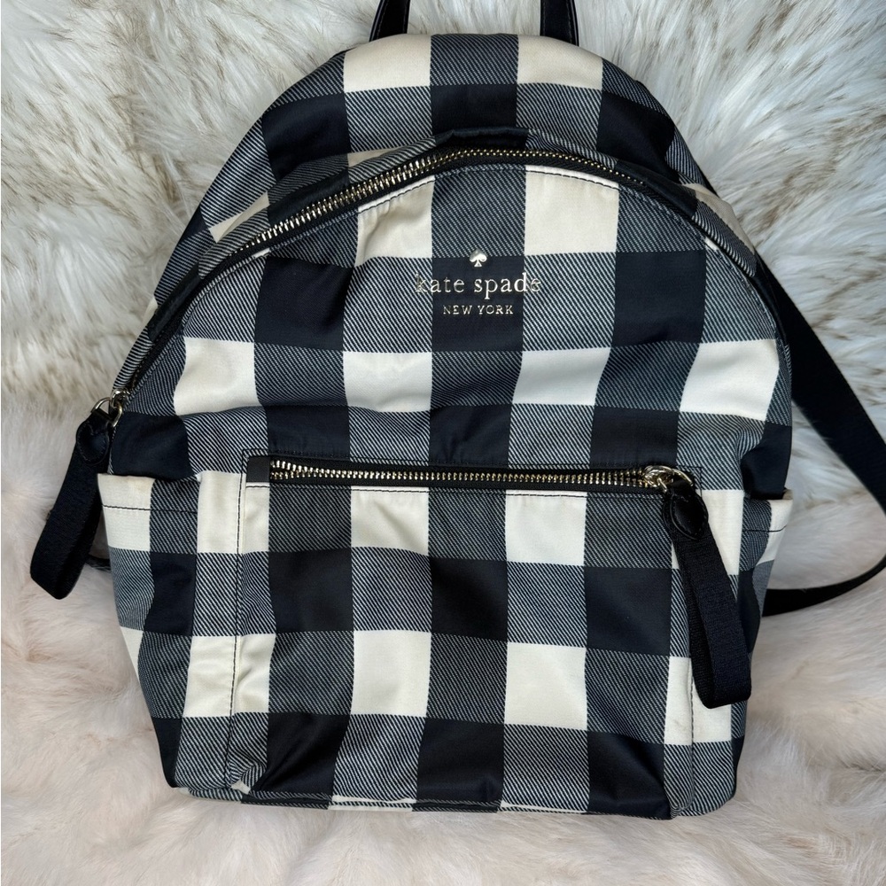 Kate Spade Black and White Checkered Women's Backpack